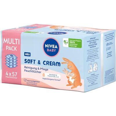 NIVEA BABY Soft & Cream Feuchttücher (4 x 57 Stück) NIVEA BABY Soft & Cream Feuchttücher (4 x 57 Stück)