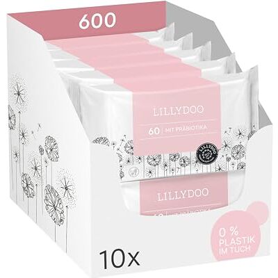 LILLYDOO Feuchttücher mit Präbiotika, 600 Stück (10 x 60) zur Stärkung der natürlichen Hautbarriere, 100% plastikfreies Tuch sanft & ohne Parfüme, Dermatologisch getestet LILLYDOO Feuchttücher mit Präbiotika, 600 Stück (10 x 60) zur Stärkung der natürlichen Hautbarriere, 100% plastikfreies Tuch sanft & ohne Parfüme, Dermatologisch getestet
