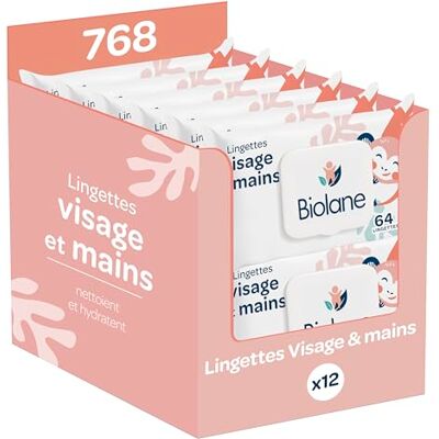 Biolane Babytücher für Gesicht und Hände Besonders sanfte Reinigungstücher für die Hygiene Babytücher ab der Geburt Alkoholfrei 12 x 64 Tücher (768 Tücher) Biolane Babytücher für Gesicht und Hände Besonders sanfte Reinigungstücher für die Hygiene Babytücher ab der Geburt Alkoholfrei 12 x 64 Tücher (768 Tücher)