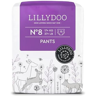 LILLYDOO Baby Windeln Pants Größe 8 (17+ kg), 15 Höschenwindeln, Sicherer Auslaufschutz Hautfreundlich, Weich & Ohne Lotionen für empfindliche Haut, Dermatologisch getestet LILLYDOO Baby Windeln Pants Größe 8 (17+ kg), 15 Höschenwindeln, Sicherer Auslaufschutz Hautfreundlich, Weich & Ohne Lotionen für empfindliche Haut, Dermatologisch getestet