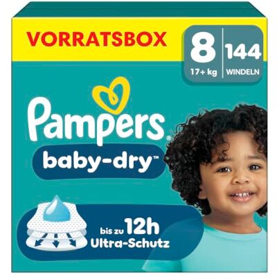 Pampers Baby-Dry Größe 8, 144 Windeln, 17kg+ Pampers Baby-Dry Größe 8, 144 Windeln, 17kg+