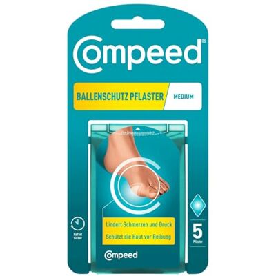 Compeed Ballenschutzpflaster 5x drucklindernde Ballenpflaster für den Fuß Hydrokolloid-Ballenpolster bei Hallux Valgus, schnelle Druckentlastung & Schmerzlinderung, auch für High Heels, 4,7 x 6,8 cm Compeed Ballenschutzpflaster 5x drucklindernde Ballenpflaster für den Fuß Hydrokolloid-Ballenpolster bei Hallux Valgus, schnelle Druckentlastung & Schmerzlinderung, auch für High Heels, 4,7 x 6,8 cm