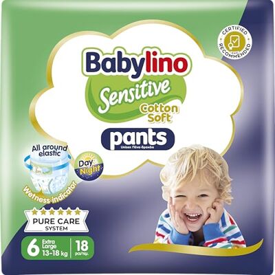 Babylino Sensitive Cotton Soft Windeln Größe 6, Pants XL (13-18 kg), 18 Stück Babylino Sensitive Cotton Soft Windeln Größe 6, Pants XL (13-18 kg), 18 Stück