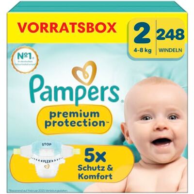 Pampers Premium Protection Größe 2, 248 Windeln, 4kg-8kg unser Nr. 1 Haut- und Auslaufschutz Pampers Premium Protection Größe 2, 248 Windeln, 4kg-8kg unser Nr. 1 Haut- und Auslaufschutz