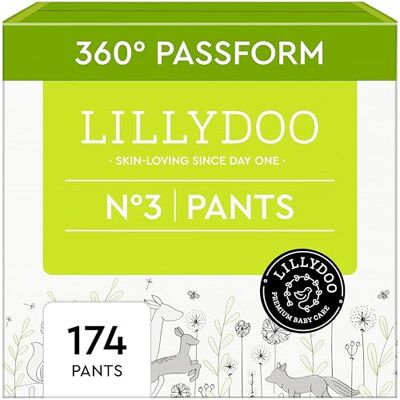 LILLYDOO Baby Windeln Pants Größe 3 (6+ kg), Monatsbox (174 Höschenwindeln), Sicherer Auslaufschutz Hautfreundlich, Weich & Ohne Lotionen für empfindliche Haut, Dermatologisch getestet LILLYDOO Baby Windeln Pants Größe 3 (6+ kg), Monatsbox (174 Höschenwindeln), Sicherer Auslaufschutz Hautfreundlich, Weich & Ohne Lotionen für empfindliche Haut, Dermatologisch getestet