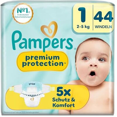 Pampers Premium Protection Größe 1, 44 Windeln, 2kg-5kg unser Nr. 1 Haut- und Auslaufschutz Pampers Premium Protection Größe 1, 44 Windeln, 2kg-5kg unser Nr. 1 Haut- und Auslaufschutz