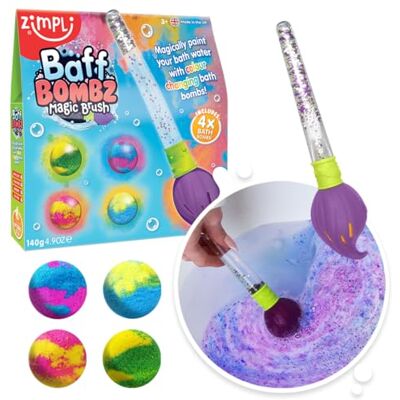 ZIMPLI Kids Baff Bombz Magic Brush, 4 x Badebomben, malen Sie Ihr Badewasser magisch, Taschengeld Kreatives Spielzeug für Kinder, Geburtstagsgeschenke für Jungen & Mädchen, Feuchtigkeitsspendende ZIMPLI Kids Baff Bombz Magic Brush, 4 x Badebomben, malen Sie Ihr Badewasser magisch, Taschengeld Kreatives Spielzeug für Kinder, Geburtstagsgeschenke für Jungen & Mädchen, Feuchtigkeitsspendende
