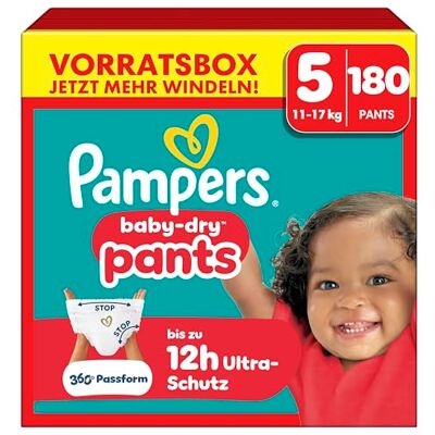 Pampers Baby-Dry Pants Größe 5, 180 Windeln, 11kg-17kg Pampers Baby-Dry Pants Größe 5, 180 Windeln, 11kg-17kg