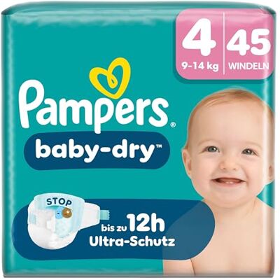 Pampers Baby-Dry Größe 4, 45 Windeln, 9kg-14kg Pampers Baby-Dry Größe 4, 45 Windeln, 9kg-14kg