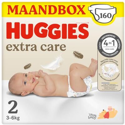HUGGIES Extra Care Bebè, Windeln Größe 2 (3-6 kg), sehr saugfähig, Disney-Design, Vorratspackung, 160 Stück HUGGIES Extra Care Bebè, Windeln Größe 2 (3-6 kg), sehr saugfähig, Disney-Design, Vorratspackung, 160 Stück