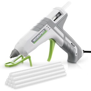 WORKPRO Heißklebepistole, 60/100 W Klebepistole mit 10 Heißklebesticks, Zwei Heizmodi, Schnelle Verklebung 9-12 g/min, 90s Schnellvorheizung, 3-Punkt-Halterung, für DIY und Reparaturen, Grau&weiß WORKPRO Heißklebepistole, 60/100 W Klebepistole mit 10 Heißklebesticks, Zwei Heizmodi, Schnelle Verklebung 9-12 g/min, 90s Schnellvorheizung, 3-Punkt-Halterung, für DIY und Reparaturen, Grau&weiß
