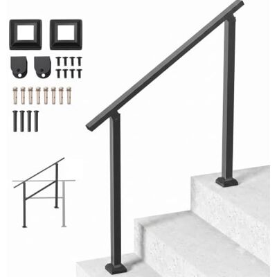 VEVOR Handlauf 103 cm, Treppengeländer-Set für 2–3 Stufen, schwarzes Vierkantrohr mit horizontaler Stange, Stützgeländer aus Karbonstahl für Senioren, Beton- & Decktreppen VEVOR Handlauf 103 cm, Treppengeländer-Set für 2–3 Stufen, schwarzes Vierkantrohr mit horizontaler Stange, Stützgeländer aus Karbonstahl für Senioren, Beton- & Decktreppen