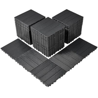 VEVOR Terrassenfliesen, 54er-Set, Balkonfliesen 30 x 30 cm, Klickfliesen, wasserdichter Kunststoff-Bodenbelag für den Außenbereich, Terrassenbodenbelag für Veranda, Pool, Balkon, Hinterhof, Dunkelgrau VEVOR Terrassenfliesen, 54er-Set, Balkonfliesen 30 x 30 cm, Klickfliesen, wasserdichter Kunststoff-Bodenbelag für den Außenbereich, Terrassenbodenbelag für Veranda, Pool, Balkon, Hinterhof, Dunkelgrau