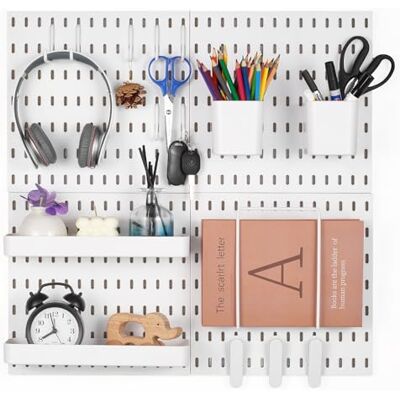 VEVOR Werkzeugwand, 28 x 28 cm, 4er-Set, Kunststoff-Stecktafel-Wand-Organizer-Set mit Zubehör, für Garage, Werkzeugaufbewahrung, Küche, Wohnzimmer, Bastelraum, Büro, Badezimmer, Zuhause, weiß VEVOR Werkzeugwand, 28 x 28 cm, 4er-Set, Kunststoff-Stecktafel-Wand-Organizer-Set mit Zubehör, für Garage, Werkzeugaufbewahrung, Küche, Wohnzimmer, Bastelraum, Büro, Badezimmer, Zuhause, weiß