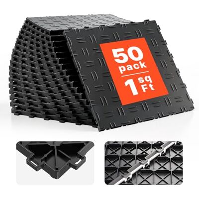 VEVOR Garagen-Bodenbeschläge, 305 x 305 x 13,4 mm, 50er-Set Industrieboden, rutschfeste doppelseitige Struktur-Garagenboden, für Garagen, Keller, Reparaturwerkstätten, Schwarz VEVOR Garagen-Bodenbeschläge, 305 x 305 x 13,4 mm, 50er-Set Industrieboden, rutschfeste doppelseitige Struktur-Garagenboden, für Garagen, Keller, Reparaturwerkstätten, Schwarz