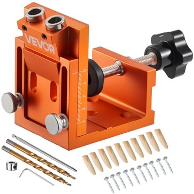 VEVOR Pocket Hole Jig Set Taschenloch-Vorrichtungssatz 12-48 mm Vorrichtungs-Taschenlochsystem mit Stufenbohrer, Sechskantschlüssel, Bohrstoppring, Vierkant-Antriebsbit, Dübel und Schrauben VEVOR Pocket Hole Jig Set Taschenloch-Vorrichtungssatz 12-48 mm Vorrichtungs-Taschenlochsystem mit Stufenbohrer, Sechskantschlüssel, Bohrstoppring, Vierkant-Antriebsbit, Dübel und Schrauben