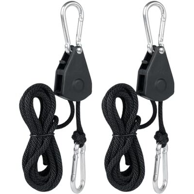 AiQInu 2 Stück Verstellbarer Seil Ratsche, Ratchet Hanger, Duty Heavy Rope Seilratsche mit Haken, für Grow Light Armaturen Pflanzenlampe Gartenarbeit, 68kg (150lbs) Tragkraft pro Paar AiQInu 2 Stück Verstellbarer Seil Ratsche, Ratchet Hanger, Duty Heavy Rope Seilratsche mit Haken, für Grow Light Armaturen Pflanzenlampe Gartenarbeit, 68kg (150lbs) Tragkraft pro Paar