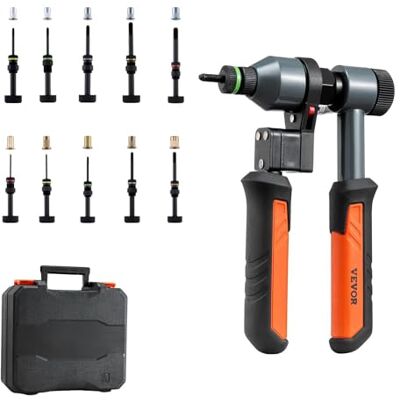 VEVOR Nietmutternzange Set 21 cm, Ratschen Nietzange mit 10 Dornen & 100 Muttern in metrischen und SAE-Größen M5, M6, M8, M10, M12, 8-32, 10-24, 1/4-20, 5/16-18, 3/8-16 UNC, inkl. Tragekoffer VEVOR Nietmutternzange Set 21 cm, Ratschen Nietzange mit 10 Dornen & 100 Muttern in metrischen und SAE-Größen M5, M6, M8, M10, M12, 8-32, 10-24, 1/4-20, 5/16-18, 3/8-16 UNC, inkl. Tragekoffer