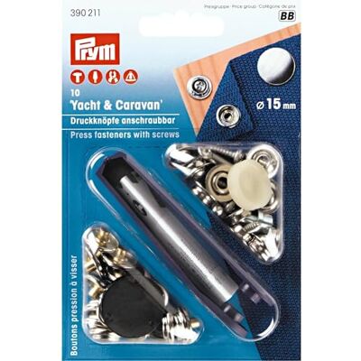 Prym Nähfrei Druckknöpfe 15mm Yacht & Caravan (10St) SB-Karte Prym Nähfrei Druckknöpfe 15mm Yacht & Caravan (10St) SB-Karte