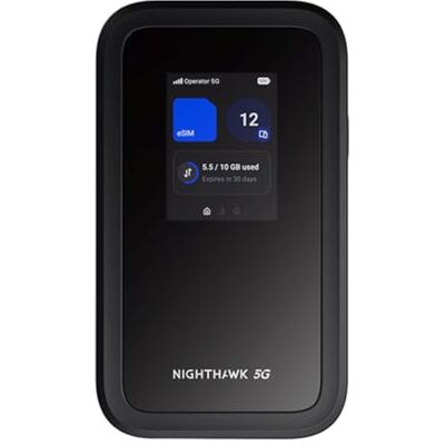 Netgear Nighthawk M7 Mobiler WLAN Router 5G mit eSIM, WiFi 7, 3,6 Gbit/s Tragbares WLAN, eSIM & SIM-Slot, 140+ Länder, 32 Geräte, Erweiterte Sicherheit, 10 Std. Akku, MH7150 Netgear Nighthawk M7 Mobiler WLAN Router 5G mit eSIM, WiFi 7, 3,6 Gbit/s Tragbares WLAN, eSIM & SIM-Slot, 140+ Länder, 32 Geräte, Erweiterte Sicherheit, 10 Std. Akku, MH7150