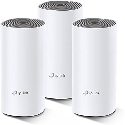 TP-Link Deco E4 Mesh WLAN Set (3er Pack), AC1200 Dual Band Router & Repeater (Reichweite bis zu 370m², ideal für große Häuser mit mehreren Geräten, 6X 100Mbit/s Ports) weiß TP-Link Deco E4 Mesh WLAN Set (3er Pack), AC1200 Dual Band Router & Repeater (Reichweite bis zu 370m², ideal für große Häuser mit mehreren Geräten, 6X 100Mbit/s Ports) weiß