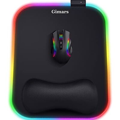 Gimars RGB Mauspad Gaming mit Handauflage, 305x254mm Großes Gelkissen Mouspad mit 10 LED-Beleuchtungsmodi, Ergonomisches Gaming Zubehör Mauspads mit rutschfestem Gummiboden für Laptop, Computer Gimars RGB Mauspad Gaming mit Handauflage, 305x254mm Großes Gelkissen Mouspad mit 10 LED-Beleuchtungsmodi, Ergonomisches Gaming Zubehör Mauspads mit rutschfestem Gummiboden für Laptop, Computer