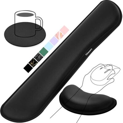 Gimars Handballenauflage Tastatur, Ergonomisches Tastatur Mauspad mit Gelkissen Memory Foam Handauflage, Handgelenkauflage für Tippen Schmerzlinderung, Komfort für Büro, Gaming, Schwarz Gimars Handballenauflage Tastatur, Ergonomisches Tastatur Mauspad mit Gelkissen Memory Foam Handauflage, Handgelenkauflage für Tippen Schmerzlinderung, Komfort für Büro, Gaming, Schwarz