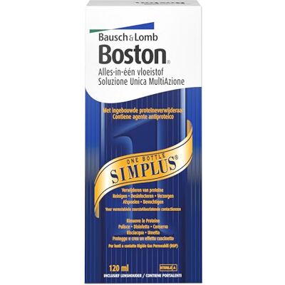 Bausch + Lomb Boston Simplus Kontaktlinsenreiniger, 1 x 120 ml, 1 Behälter , für harte/formstabile Kontaktlinsen, reinigt, desinfiziert, pflegt und entfernt Proteine, Ein-Flaschen-System Bausch + Lomb Boston Simplus Kontaktlinsenreiniger, 1 x 120 ml, 1 Behälter , für harte/formstabile Kontaktlinsen, reinigt, desinfiziert, pflegt und entfernt Proteine, Ein-Flaschen-System