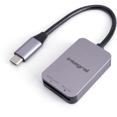 Integral Dual Slot UHS-II SD & microSD USB C 3.2 Gen-1 Kartenleser Adapter Schnelle 5Gb/s Übertragungsgeschwindigkeit, Plug & Play und Windows & Mac kompatibel Integral Dual Slot UHS-II SD & microSD USB C 3.2 Gen-1 Kartenleser Adapter Schnelle 5Gb/s Übertragungsgeschwindigkeit, Plug & Play und Windows & Mac kompatibel