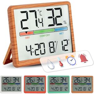 GIFTMARKET Digitales Innenraumthermometer mit Hygrometer, Komfortanzeige, Uhr und Kalender, Farbe Holz, ideal für Zuhause, Material ABS, Maße 9,3 x 7,2 x 1,6 cm GIFTMARKET Digitales Innenraumthermometer mit Hygrometer, Komfortanzeige, Uhr und Kalender, Farbe Holz, ideal für Zuhause, Material ABS, Maße 9,3 x 7,2 x 1,6 cm