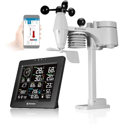 Bresser WLAN Wetterstation 8-in-1 mit Außensensor, WBGT-Hitzestress-Index, UV, Regen, Wind, Licht, WLAN, App-Steuerung, Raumklima, Wecker, Frostwarnung, schwarz Bresser WLAN Wetterstation 8-in-1 mit Außensensor, WBGT-Hitzestress-Index, UV, Regen, Wind, Licht, WLAN, App-Steuerung, Raumklima, Wecker, Frostwarnung, schwarz