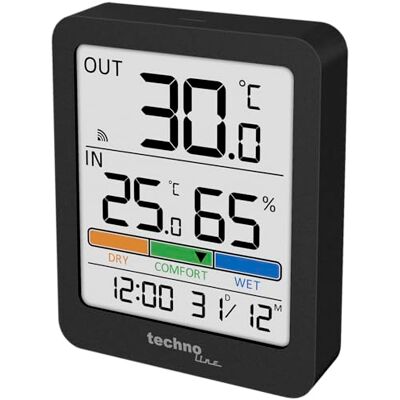 Technoline techno line WS 9488 Funk-Thermo-Hygrometer mit Außensensor Innen- & Außentemperatur Luftfeuchtigkeit Komfortanzeige Max/Min-Speicher Uhr Kalender Hintergrundbeleuchtung Technoline techno line WS 9488 Funk-Thermo-Hygrometer mit Außensensor Innen- & Außentemperatur Luftfeuchtigkeit Komfortanzeige Max/Min-Speicher Uhr Kalender Hintergrundbeleuchtung