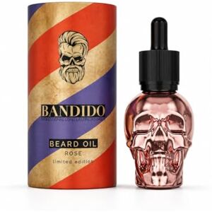 Bandido Bartöl Herren Rose 40ml – Beard Oil mit Arganöl, Jojobaöl & Vitamin E – Bartpflege Öl für weichen Bart, Glanz & intensive Pflege – Beard Oil for Men mit Duft Bandido Bartöl Herren Rose 40ml – Beard Oil mit Arganöl, Jojobaöl & Vitamin E – Bartpflege Öl für weichen Bart, Glanz & intensive Pflege – Beard Oil for Men mit Duft