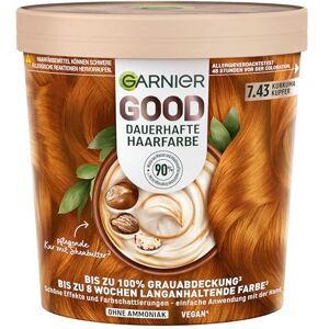 Garnier GOOD Dauerhafte Haarfarbe 7.43 Kurkuma Kupfer, permanente Coloration, ohne Ammoniak, bis zu 100% Grauabdeckung, langanhaltende Farbe bis 8 Wochen, einfache Anwendung, angenehmer Duft, 1 Stk. Garnier GOOD Dauerhafte Haarfarbe 7.43 Kurkuma Kupfer, permanente Coloration, ohne Ammoniak, bis zu 100% Grauabdeckung, langanhaltende Farbe bis 8 Wochen, einfache Anwendung, angenehmer Duft, 1 Stk.