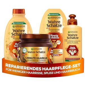 Garnier Wahre Schätze Haarpflege-Set Honig-Schätze, reparierend, für geschädigtes Haar, mit Shampoo, Spülung, 1-Minute Haarkur,Leave-In, 4-teilig Garnier Wahre Schätze Haarpflege-Set Honig-Schätze, reparierend, für geschädigtes Haar, mit Shampoo, Spülung, 1-Minute Haarkur,Leave-In, 4-teilig