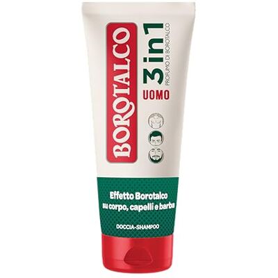 Borotalco , Dusch-Shampoo für Herren, 3-in-1, Körper, Haare und Bart, Originalduft, Körper, Haare und Bart sauber, weich und parfümiert, dermatologisch getestet 200 ml Borotalco , Dusch-Shampoo für Herren, 3-in-1, Körper, Haare und Bart, Originalduft, Körper, Haare und Bart sauber, weich und parfümiert, dermatologisch getestet 200 ml