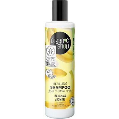 Organic Shop Normales Haar Nachfüll-Shampoo Banane und Jasmin, 280 ml Organic Shop Normales Haar Nachfüll-Shampoo Banane und Jasmin, 280 ml