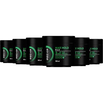 Syoss Wax Max Hold (6x150 ml), Haarwachs 3in1 Formel für Styling-Ergebnisse mit intensivem Halt, Haarwax mit Haltegrad 5 für langanhaltende und gesund aussehende Styles Syoss Wax Max Hold (6x150 ml), Haarwachs 3in1 Formel für Styling-Ergebnisse mit intensivem Halt, Haarwax mit Haltegrad 5 für langanhaltende und gesund aussehende Styles