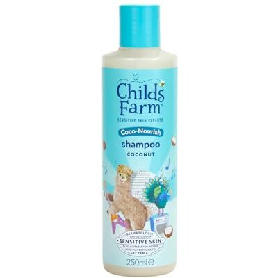 Childs Farm Coco-Nourish Shampoo, sanfte Reinigung für trockenes und lockiges Haar, tränenfrei, Kokosnuss, Kinder, 250 ml Childs Farm Coco-Nourish Shampoo, sanfte Reinigung für trockenes und lockiges Haar, tränenfrei, Kokosnuss, Kinder, 250 ml