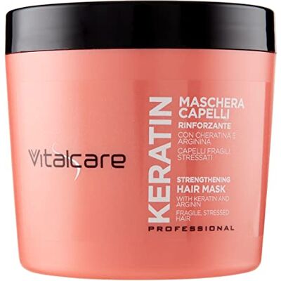 Vitalcare Keratin – Stärkende Haarmaske, für brüchiges und strapaziertes Haar, mit Keratin und Arginin, für kräftigeres und weicheres Haar, 500 ml Vitalcare Keratin – Stärkende Haarmaske, für brüchiges und strapaziertes Haar, mit Keratin und Arginin, für kräftigeres und weicheres Haar, 500 ml