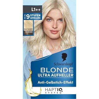Schwarzkopf Aufheller L1++ (143 ml), Haarfärbemittel für Öl-aktiviertes Haare Aufhellen mit HaptIQ System, für bis zu 9 Stufen ohne Gelbstich Schwarzkopf Aufheller L1++ (143 ml), Haarfärbemittel für Öl-aktiviertes Haare Aufhellen mit HaptIQ System, für bis zu 9 Stufen ohne Gelbstich