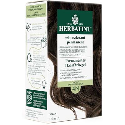 Herbatint Permanentes Haarfärbegel 4N Kastanienbraun – 170 ml I Ohne Ammoniak, 100% Grauhaarabdeckung I Auf empfindlicher Haut getestet, mit 8 Pflanzenextrakten Herbatint Permanentes Haarfärbegel 4N Kastanienbraun – 170 ml I Ohne Ammoniak, 100% Grauhaarabdeckung I Auf empfindlicher Haut getestet, mit 8 Pflanzenextrakten