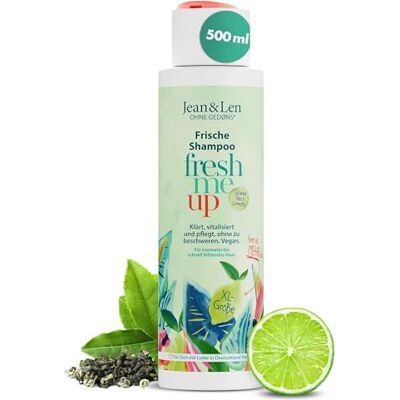 Jean & Len Frische Shampoo Grüner Tee & Limette, für normales bis schnell fettendes Haar, schützt vor Feuchtigkeitsverlust, ausgleichende Pflege, ohne Silikone & Parabane, vegan, 500 ml Jean & Len Frische Shampoo Grüner Tee & Limette, für normales bis schnell fettendes Haar, schützt vor Feuchtigkeitsverlust, ausgleichende Pflege, ohne Silikone & Parabane, vegan, 500 ml