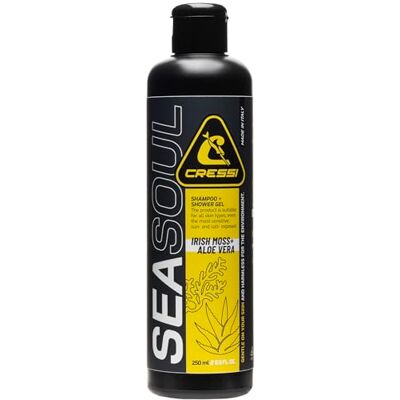 Cressi Seal Soul Shampoo + Shower Gel 250ml – Spezielles Shamppo-Gel für Meerwasser, Seen und Flüsse, ideal für Haare und Haut, 250ml Cressi Seal Soul Shampoo + Shower Gel 250ml – Spezielles Shamppo-Gel für Meerwasser, Seen und Flüsse, ideal für Haare und Haut, 250ml