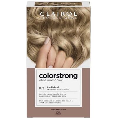 Clairol PROFESSIONAL colorstrong dauerhafte, multidimensionale Haarfarbe ohne Ammoniak mit stärkendem AHA-Bonding-System 8/1 Aschblond Clairol PROFESSIONAL colorstrong dauerhafte, multidimensionale Haarfarbe ohne Ammoniak mit stärkendem AHA-Bonding-System 8/1 Aschblond