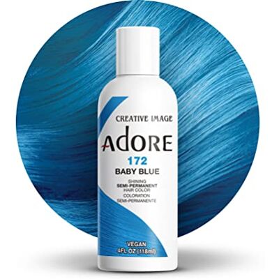 Adore Creative Image Semi-Permanent Hair Color (172 Baby Blue) by Vegane & tierversuchsfreie blaue Haarfarbe ohne Ammoniak, ohne Peroxid, ohne Alkohol Adore Creative Image Semi-Permanent Hair Color (172 Baby Blue) by Vegane & tierversuchsfreie blaue Haarfarbe ohne Ammoniak, ohne Peroxid, ohne Alkohol