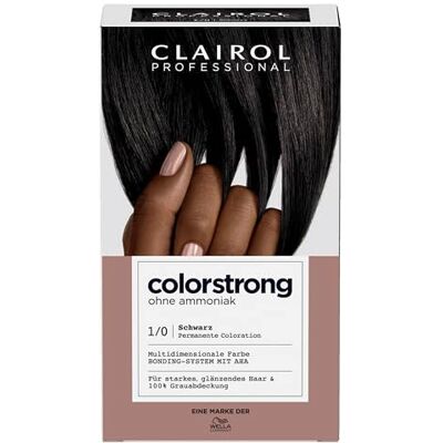 Clairol PROFESSIONAL colorstrong dauerhafte, multidimensionale Haarfarbe ohne Ammoniak mit stärkendem AHA-Bonding-System 1/0 Schwarz Clairol PROFESSIONAL colorstrong dauerhafte, multidimensionale Haarfarbe ohne Ammoniak mit stärkendem AHA-Bonding-System 1/0 Schwarz