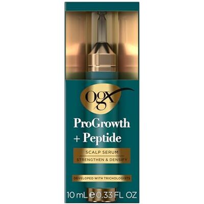 OGX ProGrowth + Peptide Kopfhaut-Serum, stärkt und verdichtet Haarwurzeln, spendet Feuchtigkeit für gesunde Kopfhaut, unterstützt natürliches Haarwachstum, reduziert Haarausfall durch Haarbruch, 10 ml OGX ProGrowth + Peptide Kopfhaut-Serum, stärkt und verdichtet Haarwurzeln, spendet Feuchtigkeit für gesunde Kopfhaut, unterstützt natürliches Haarwachstum, reduziert Haarausfall durch Haarbruch, 10 ml