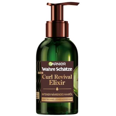 Garnier Wahre Schätze Curl Revival Elixir Intensiv Nährendes Haaröl mit Avocado-Öl und Shea-Butter, Mit Anti-Frizz-Effekt, Für sehr trockenes, lockiges und dickes Haar, 120 ml Garnier Wahre Schätze Curl Revival Elixir Intensiv Nährendes Haaröl mit Avocado-Öl und Shea-Butter, Mit Anti-Frizz-Effekt, Für sehr trockenes, lockiges und dickes Haar, 120 ml