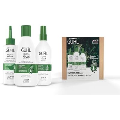 Guhl Kraft & Fülle Vorteils-Set Inhalt: Shampoo, 250ml + Kopfhaut Tonikum, 125ml + Sprühkur, 150ml Für dünner-werdendes, zu Haarausfall neigendes Haar Guhl Kraft & Fülle Vorteils-Set Inhalt: Shampoo, 250ml + Kopfhaut Tonikum, 125ml + Sprühkur, 150ml Für dünner-werdendes, zu Haarausfall neigendes Haar